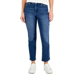 NWT Style & Co Straight Leg Jeans 2P Mid Rise Medium Wash Blue Denim Petite